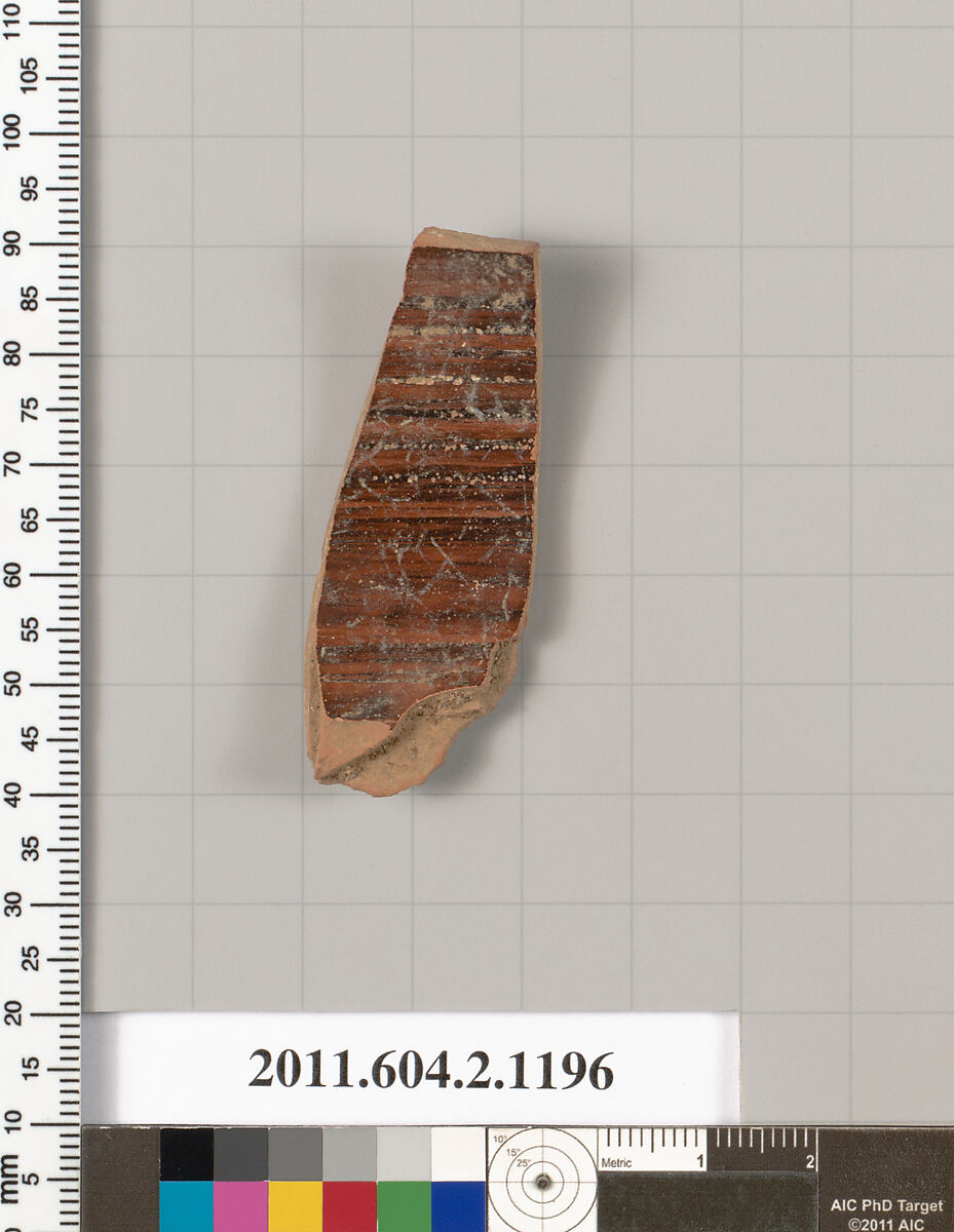 Terracotta fragment of a squat lekythos (oil flask)?, Terracotta, Greek, Attic