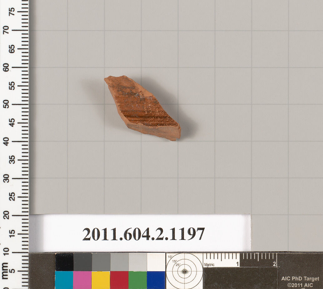 Terracotta fragment from an undetermined shape, Terracotta, Greek, Attic