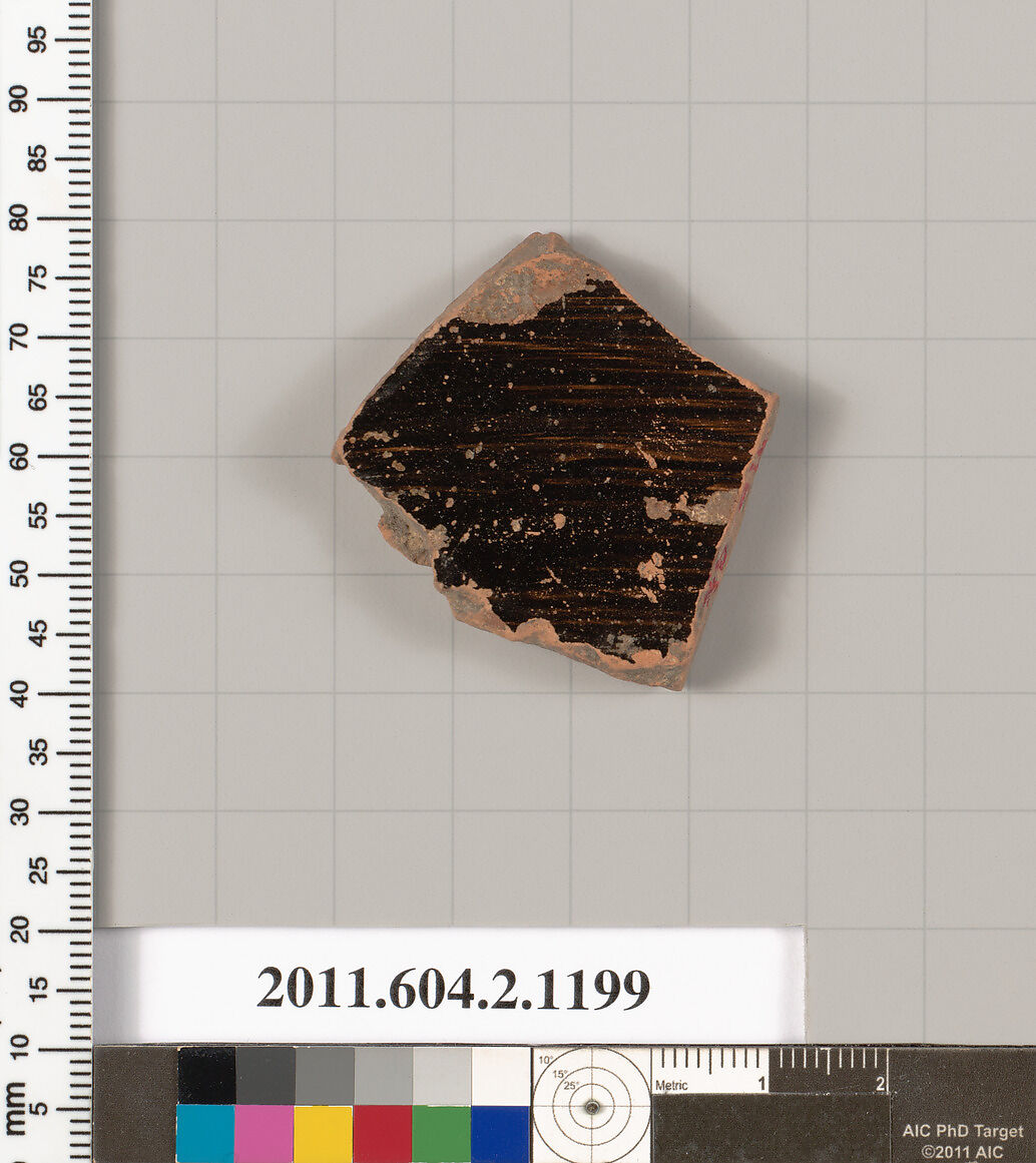 Terracotta fragment from an open shape, Terracotta, Greek, Attic