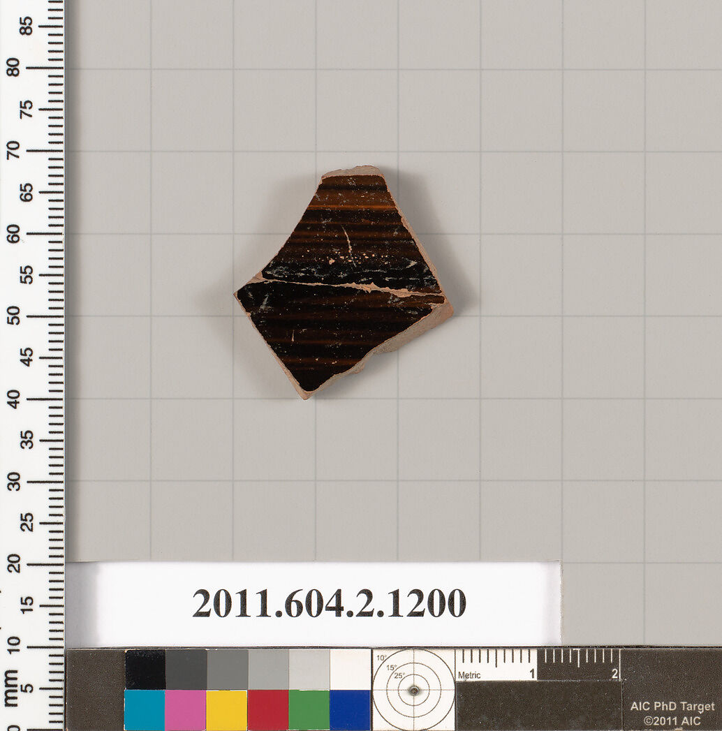 Terracotta fragment from an open shape, Terracotta, Greek, Attic