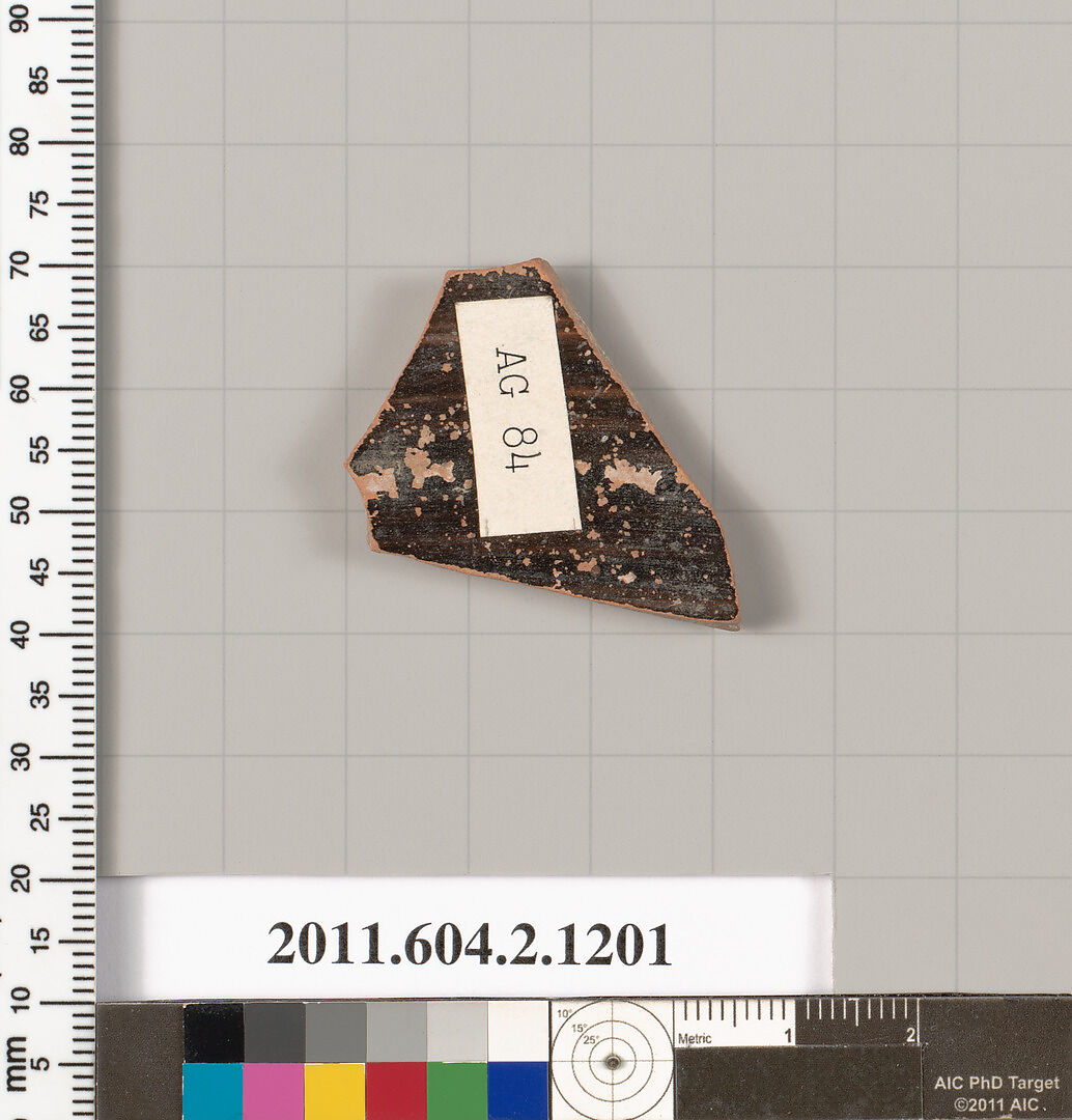 Terracotta fragment from an open shape, Terracotta, Greek, Attic