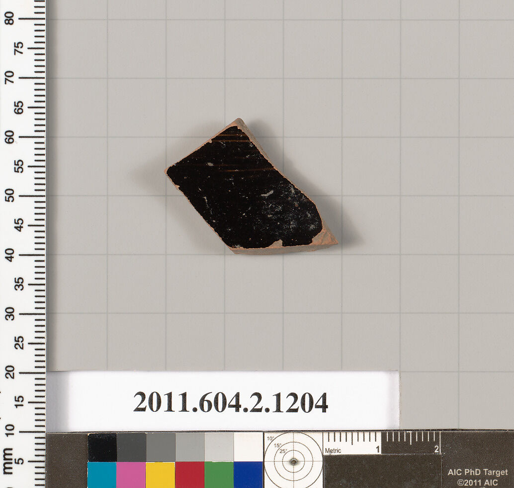 Terracotta fragment from an open shape, Terracotta, Greek, Attic