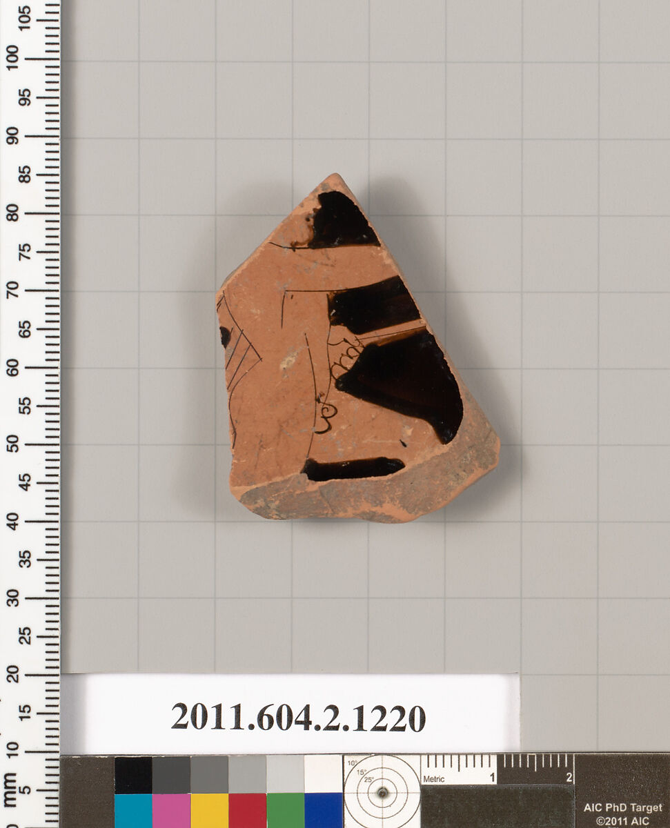 Terracotta fragment from a kantharos: head vase? or rhyton?, Terracotta, Greek, Attic 