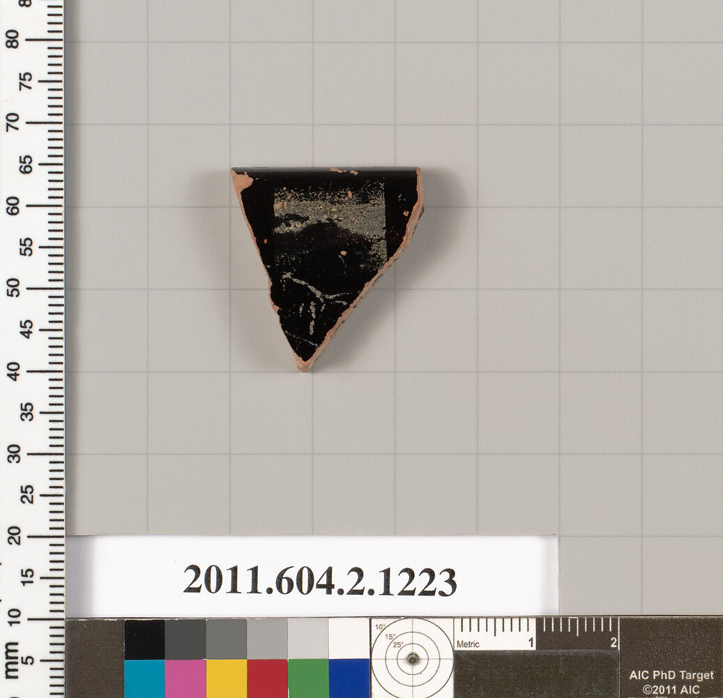 Terracotta fragment from a kantharos: head vase?, Terracotta, Greek, Attic