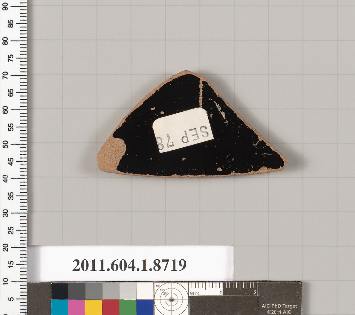 Terracotta fragment of a kylix (drinking cup), Terracotta, Greek, Attic