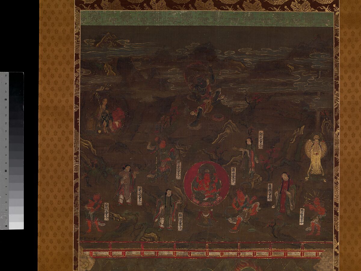 Mandala of Kumano Shrine, Unidentified artist, Hanging scroll; ink, color, and gold on silk, Japan