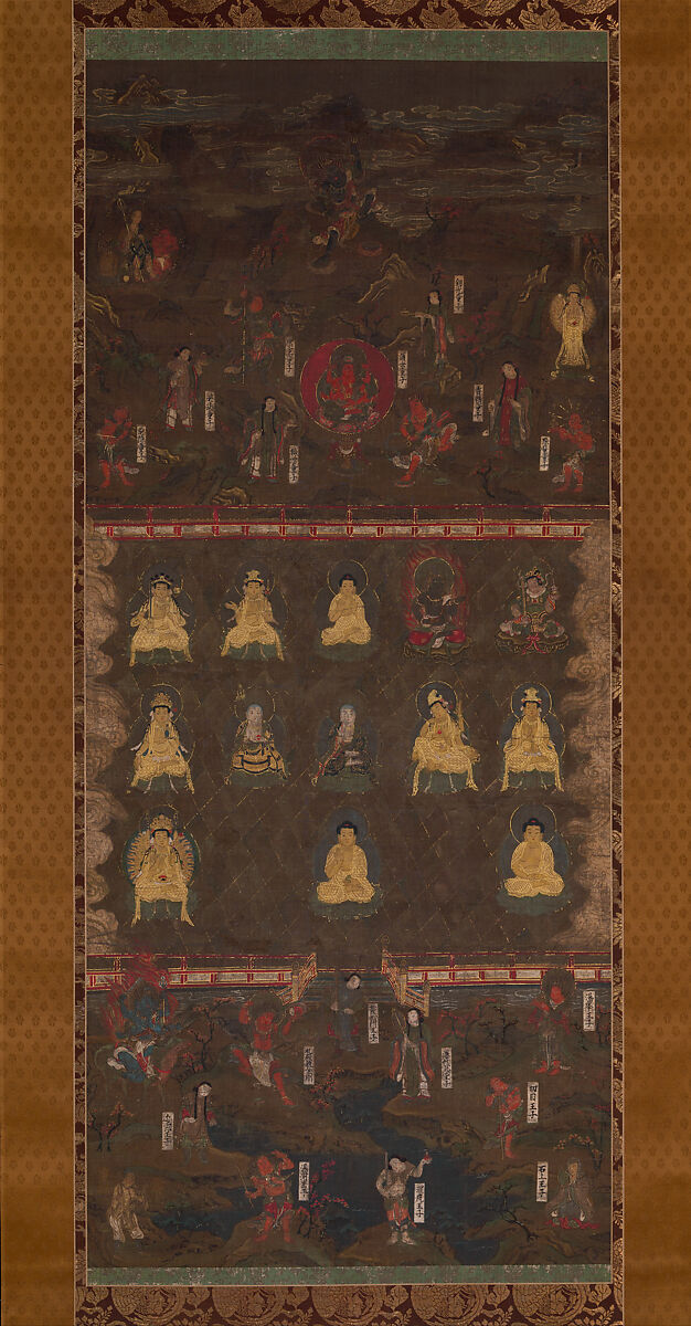 Mandala of Kumano Shrine, Unidentified artist, Hanging scroll; ink, color, and gold on silk, Japan