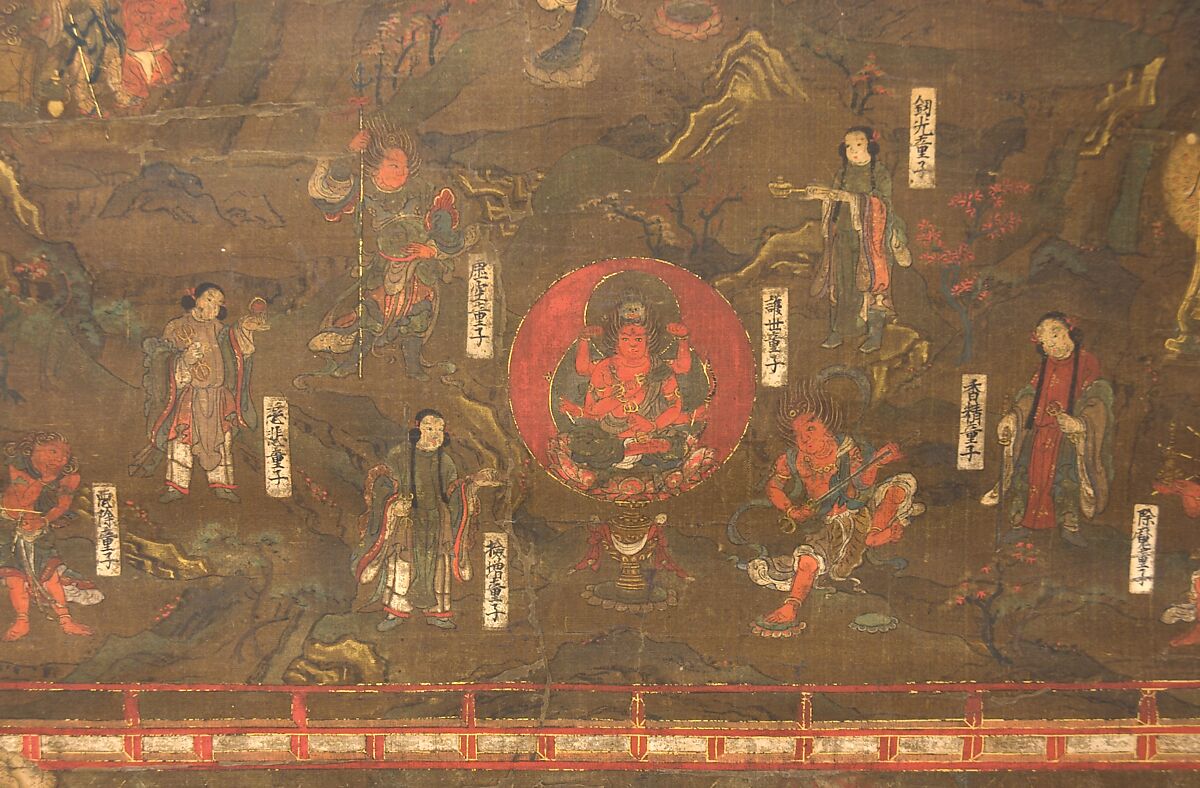Mandala of Kumano Shrine, Unidentified artist, Hanging scroll; ink, color, and gold on silk, Japan