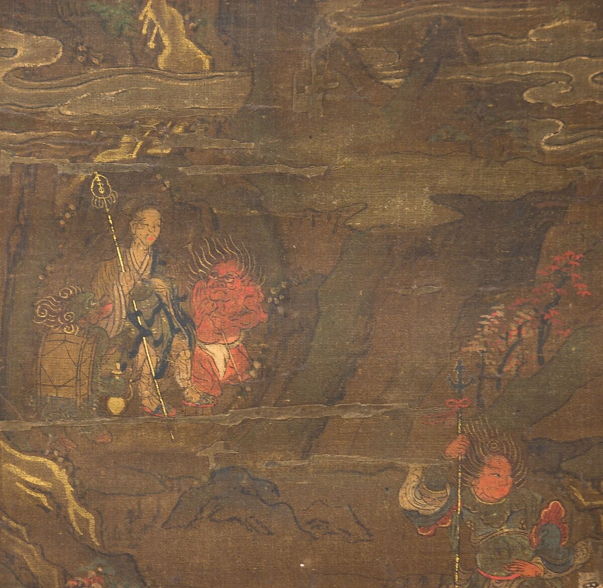 Mandala of Kumano Shrine, Unidentified artist, Hanging scroll; ink, color, and gold on silk, Japan