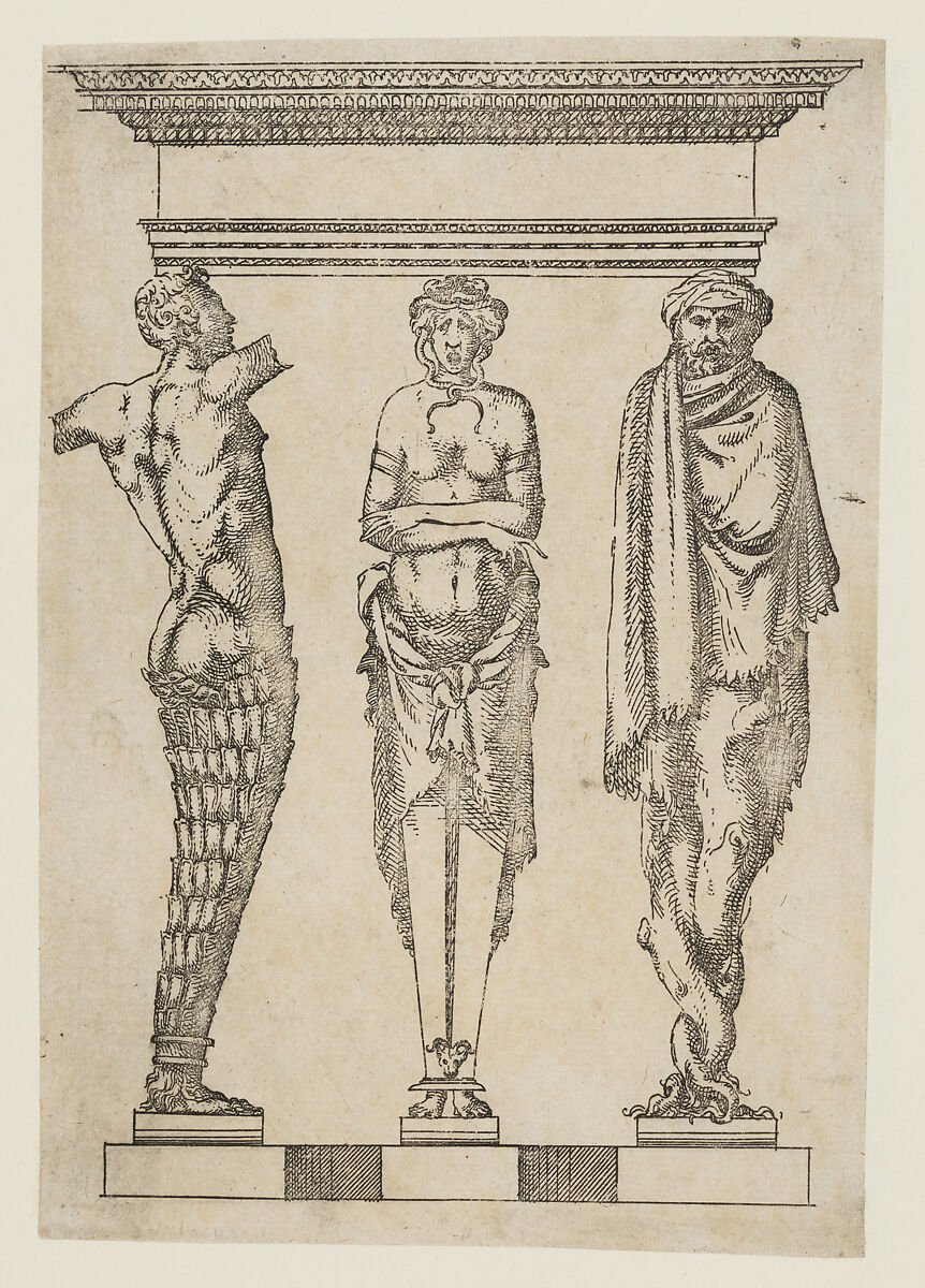 Designs for three terms, Jacques Androuet Du Cerceau (French, Paris 1510/12–1585 Annecy), Etching 