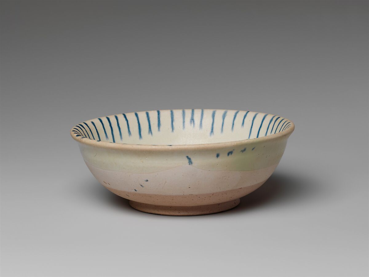 Bowl with five petaled flower, Earthenware with painted decoration and clear glaze, China