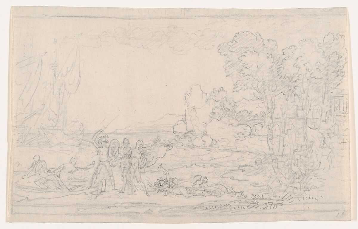 Rinaldo rescued from Armida, Benjamin West (American, Swarthmore, Pennsylvania 1738–1820 London), Graphite 