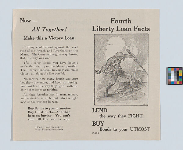 Fourth Liberty Loan Facts, Issued by Liberty Loan Committee, Commercial lithograph 
