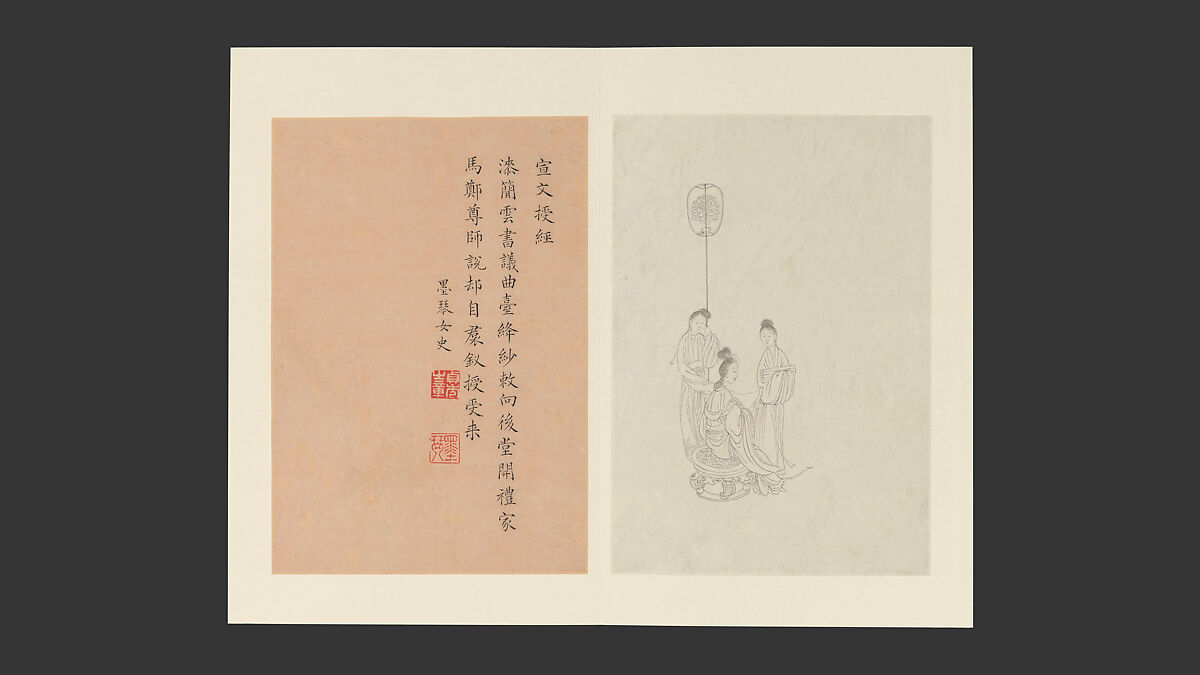Famous Women, Paintings by Gai Qi (Chinese, 1773–1828), Album of sixteen leaves; ink on paper, China