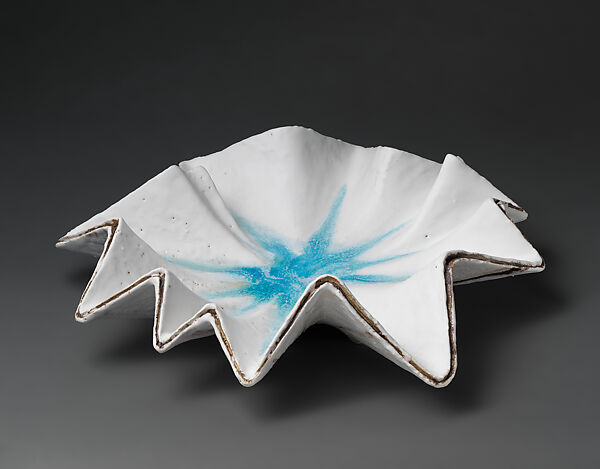 Plate Named "Shape of Water", Koike Shōko (Japanese, born 1943), Stoneware with white and blue glazes, Japan