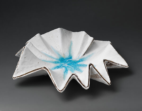 Plate Named "Shape of Water", Koike Shōko (Japanese, born 1943), Stoneware with white and blue glazes, Japan 