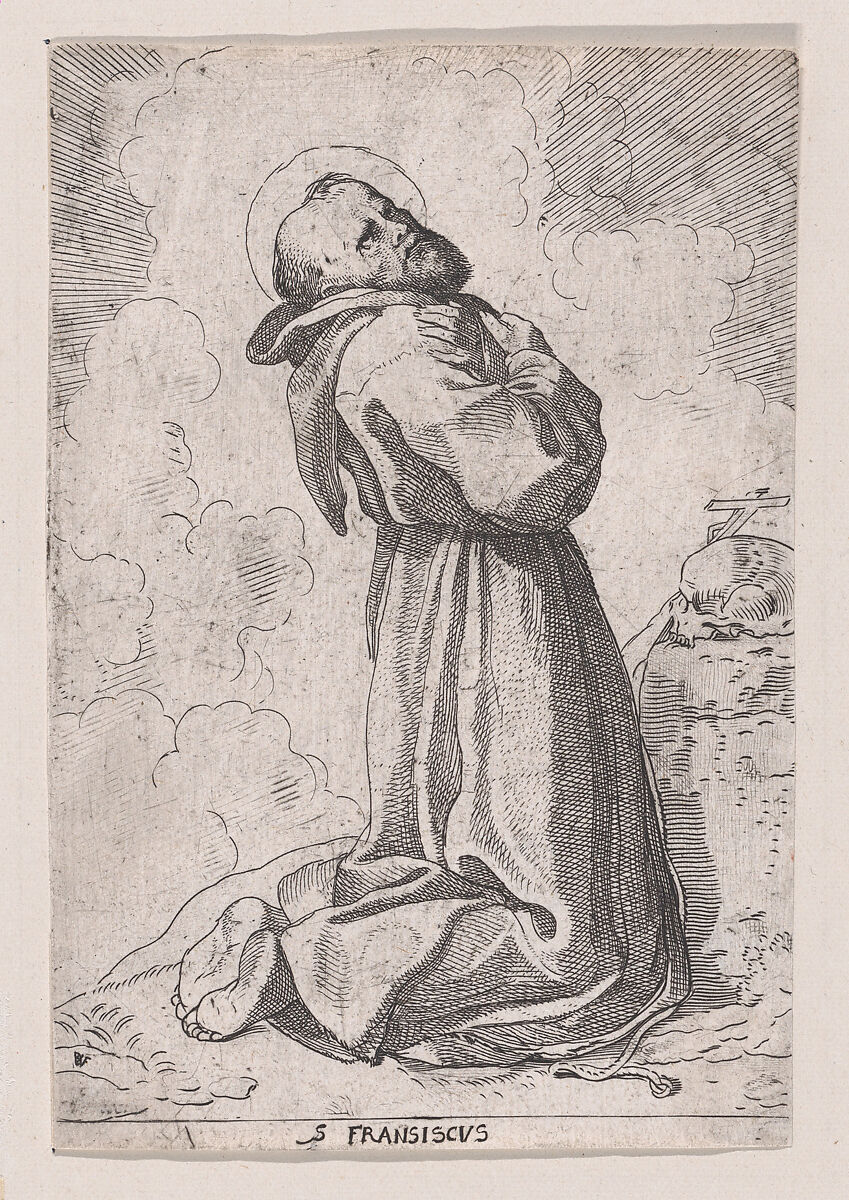 St. Francis, Willem Pietersz Buytewech (Dutch, Rotterdam 1591/92–1624), Etching with engraving; second state of two (with the number and Visscher's address scraped away) 