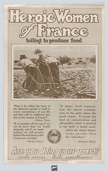 Heroic Women of France, Issued by United States Food Administration, Photomechanical reproduction 