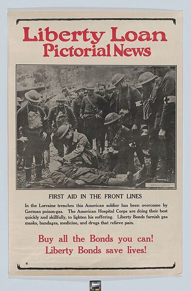 Liberty Loan pictorial news, first aid in the front lines, Issued by Committee on Public Information, Photomechanical reproduction 