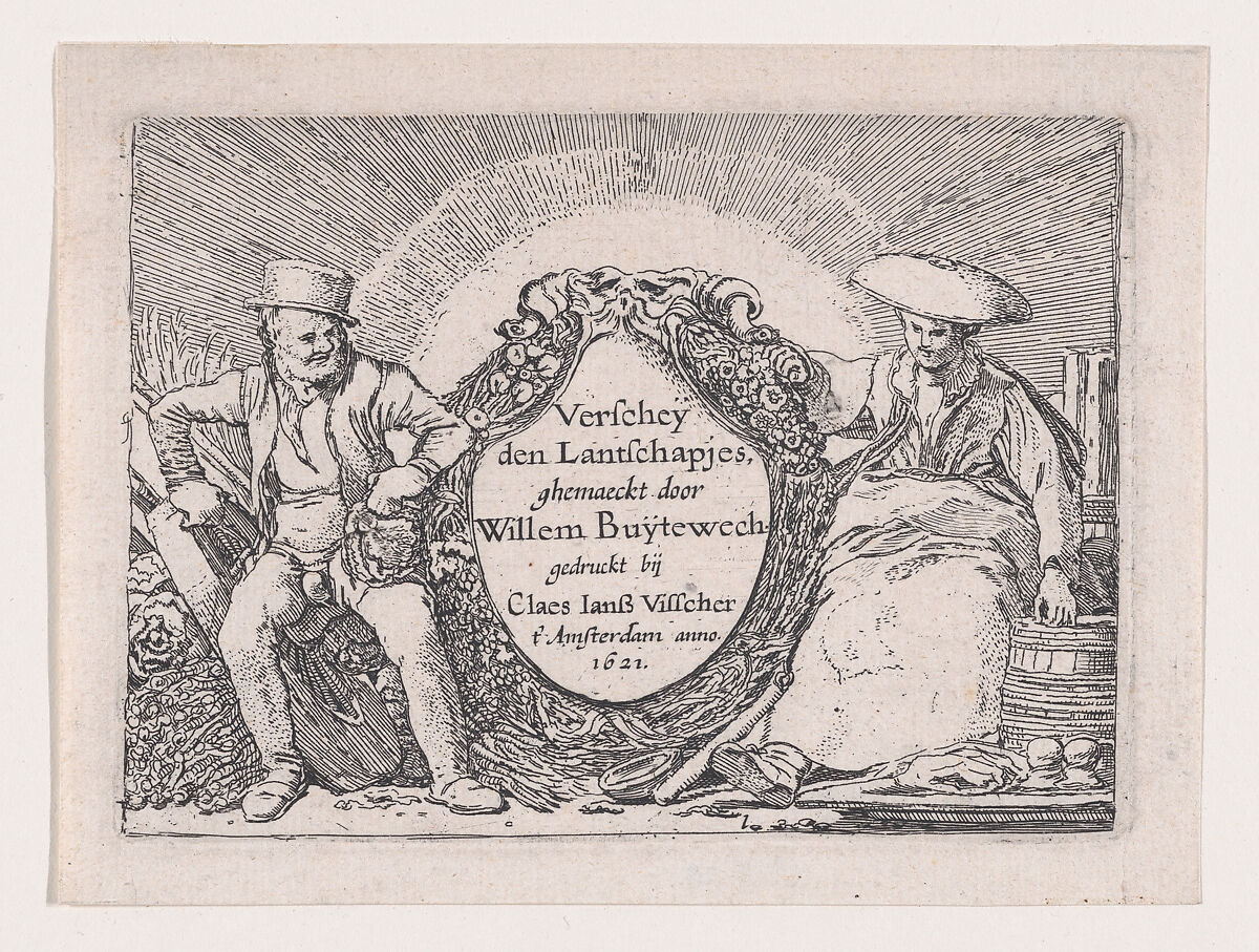 Titlepage, from Verscheyden Landtschapjes (Various Little Landscapes), Plate 1, Willem Pietersz Buytewech (Dutch, Rotterdam 1591/92–1624), Etching; Begemann's second state of three, with the date 1621 