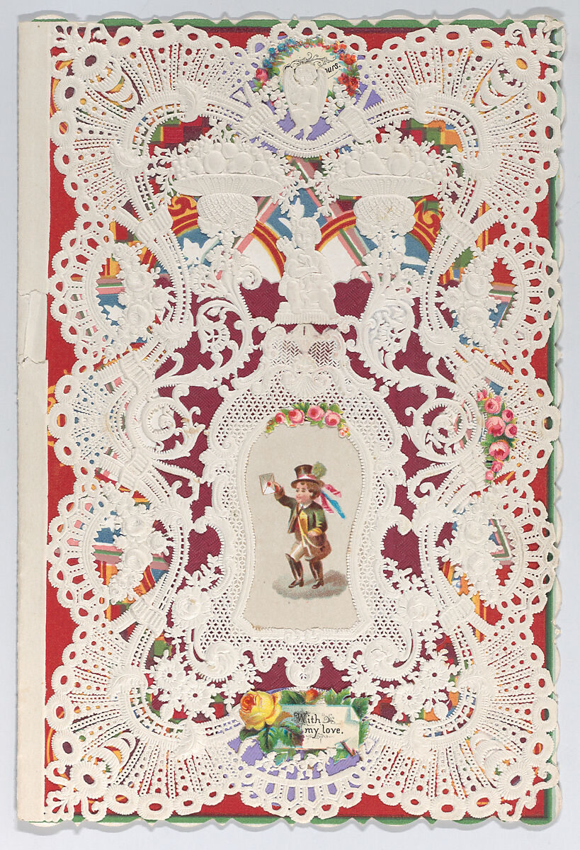 Valentine, Anonymous, Cameo-embossed open-work lace paper, chromolithography 