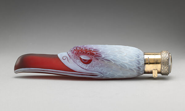 Scent Bottle, Thomas Webb &amp; Sons (British, founded 1837), Cameo opaque white and red glass, silver, British (American Market) 