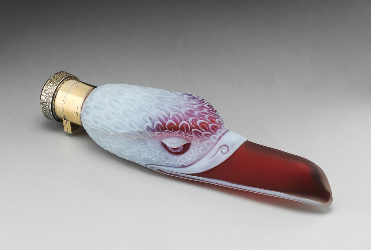 Scent Bottle, Thomas Webb &amp; Sons (British, founded 1837), Cameo opaque white and red glass, silver, British (American Market)