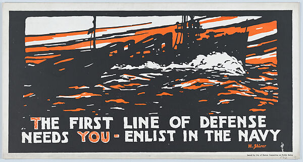 The first line of defense, H. Shirer (American, 20th century), Commercial color lithograph 