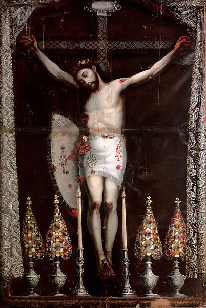 True Portrait of a Statue of Christ on a Cross (Verdadero retrato de talla de Cristo crucificado), Unknown Artist (Anónimo), Oil on canvas (Óleo sobre lienzo), Mexican 