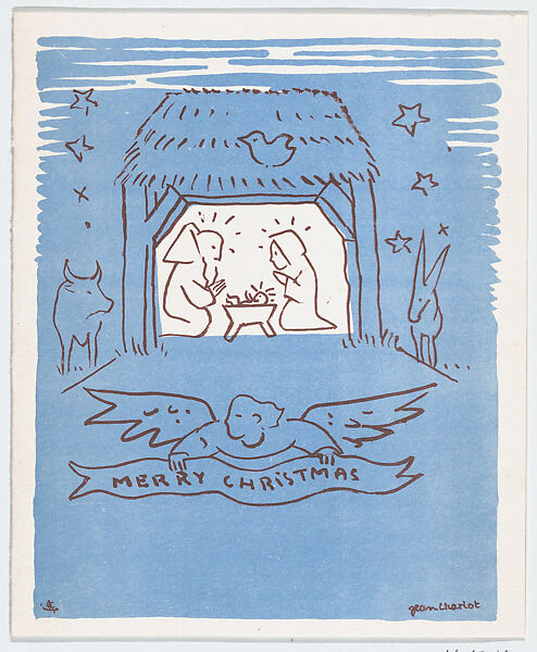 Nativity, Jean Charlot (French, Paris 1898–1979 Honolulu, Hawaii), Color lithograph on aluminum 