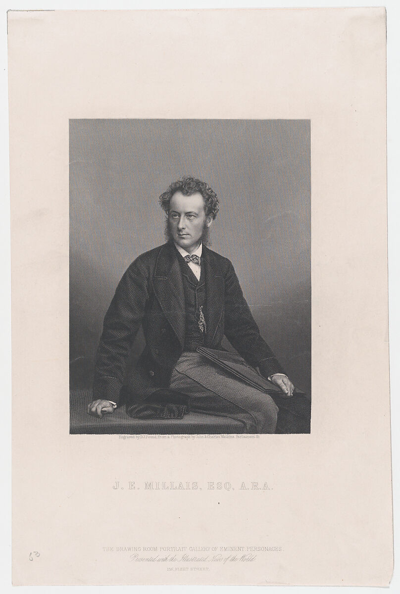 John Everett Millais, Esq., A.R.A., from "Illustrated News of the World", Daniel John Pound (British, 1820–1894), Engraving after a photograph, on chine collé 