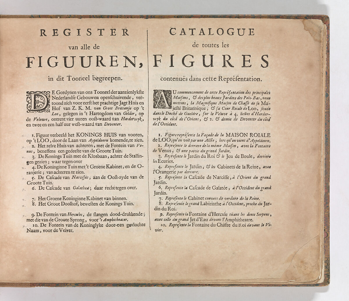 Index to the plates of the 'Tooneel Der Voornaamste Nederlands Huizen, En Lust Hoven, Naar T Leven Afgebeeld', Carel Allard (Dutch, Amsterdam 1648–ca. 1709 Amsterdam), Letterpress 