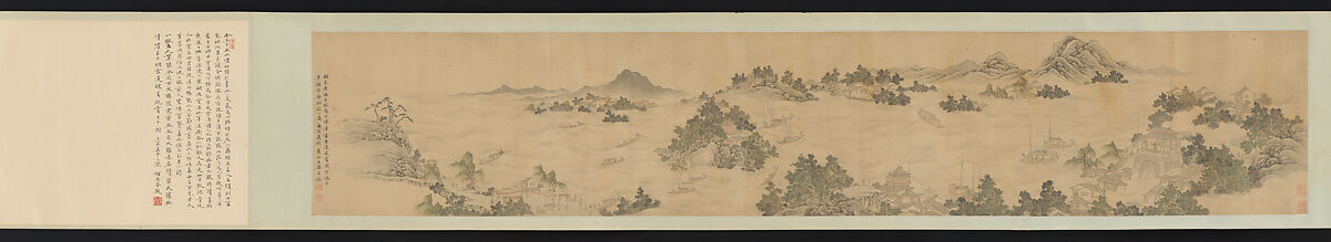 Reminiscence of Jinling, Wang Gai (Chinese, 1645–1710), Handscroll; ink and color on silk, China