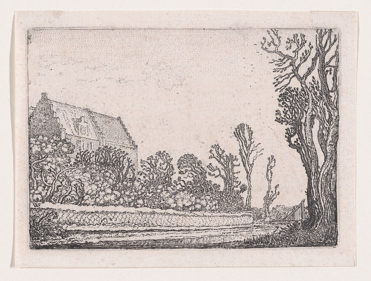The House with the Stepped Gable, from Verscheyden Landtschapjes (Various Little Landscapes), Plate 7, Willem Pietersz Buytewech (Dutch, Rotterdam 1591/92–1624), Etching; Begemann's second state of three 