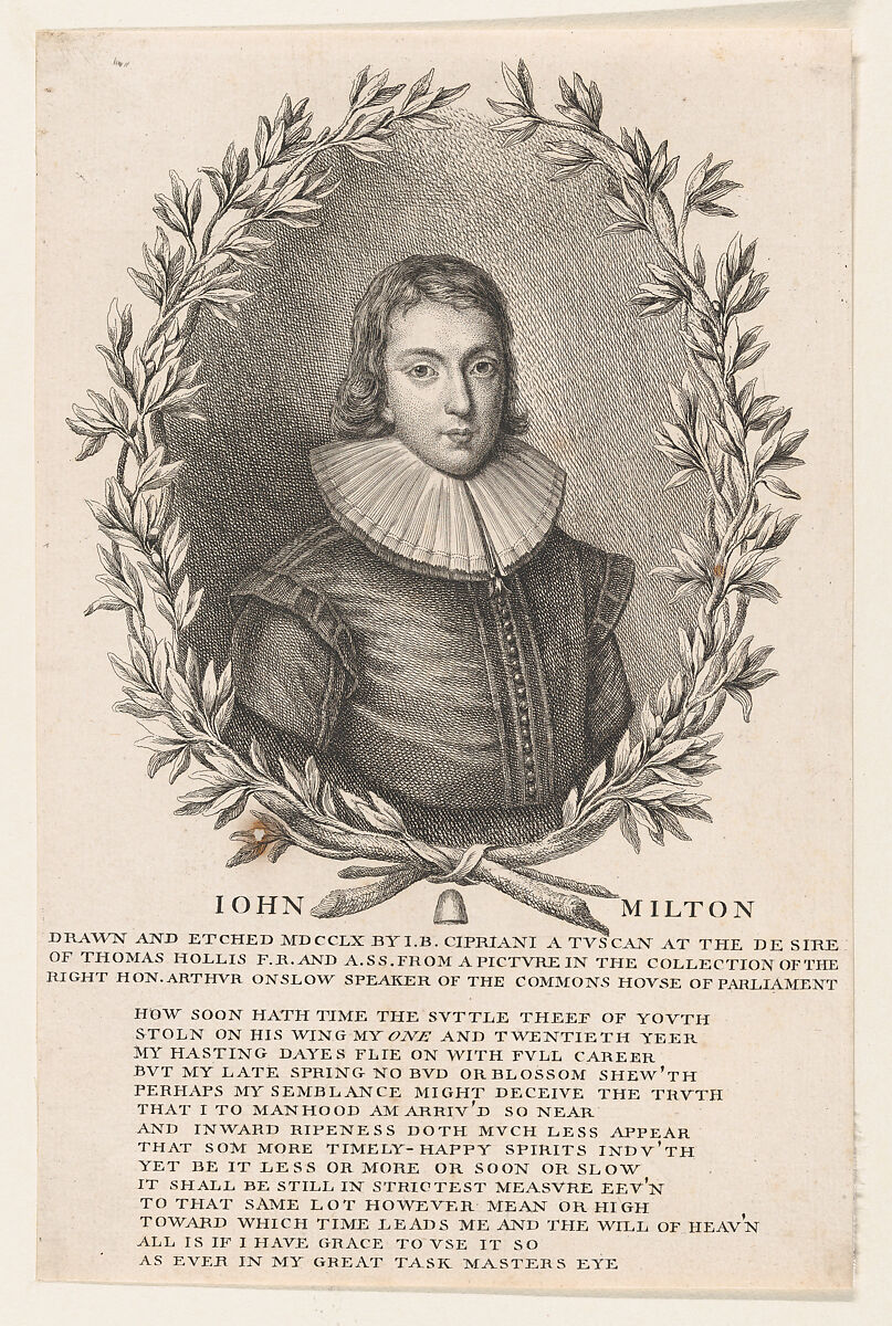 John Milton, Giovanni Battista Cipriani (Italian, Florence 1727–1785 Hammersmith (active London)), Etching 