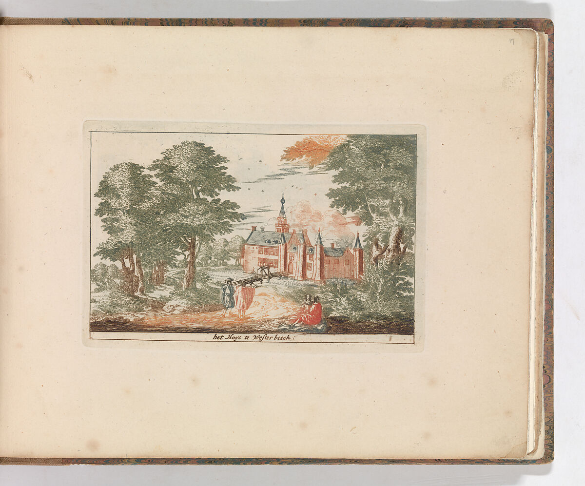 'Het Huys te Westerbeeck' , in: Tooneel Der Voornaamste Nederlands Huizen, En Lust Hoven, Naar T Leven Afgebeeld, Carel Allard (Dutch, Amsterdam 1648–ca. 1709 Amsterdam), Color engraving (à la poupée) 