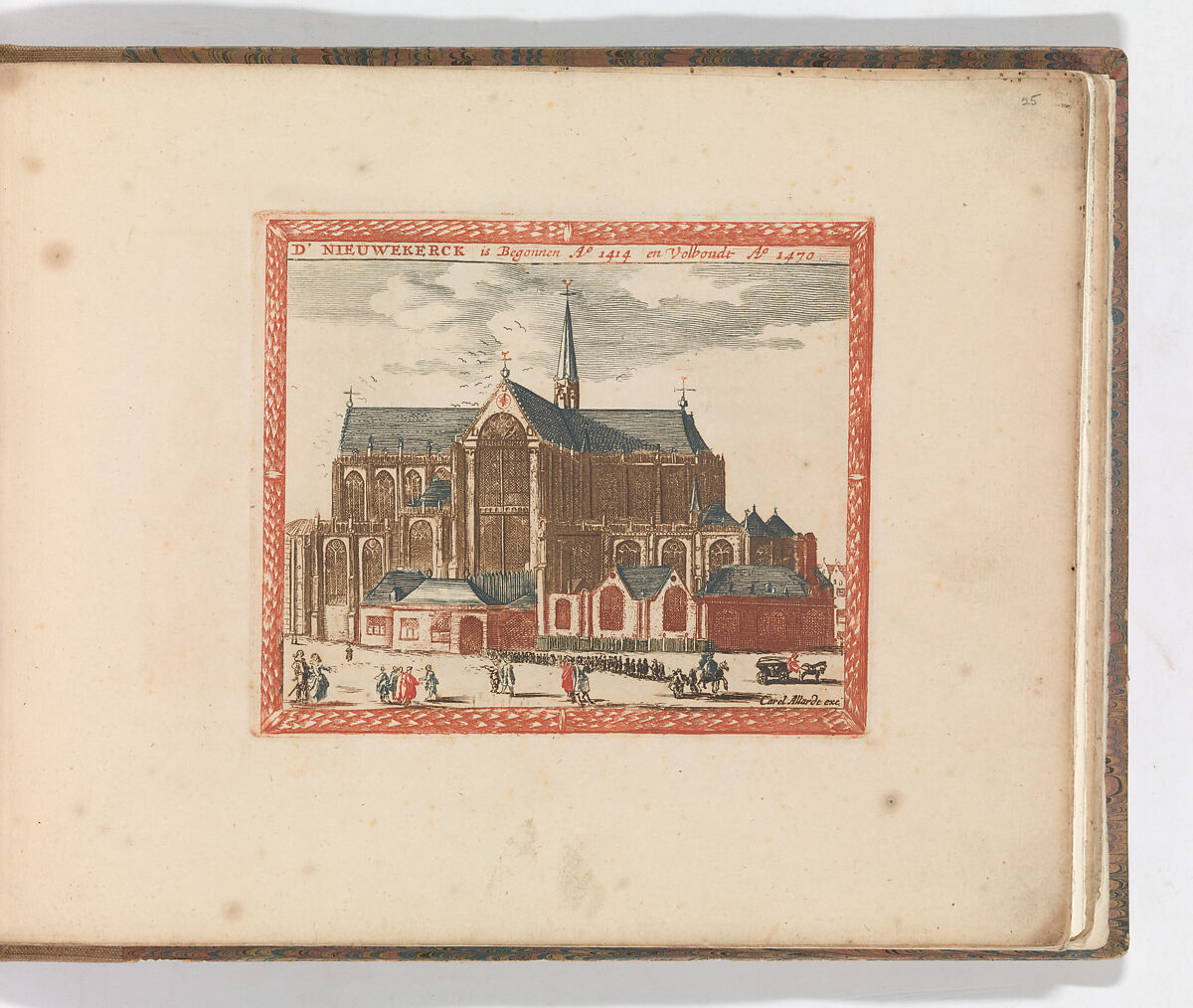 'D' Nieuwe Kerck', in: Tooneel Der Voornaamste Nederlands Huizen, En Lust Hoven, Naar T Leven Afgebeeld, Carel Allard (Dutch, Amsterdam 1648–ca. 1709 Amsterdam), Color engraving (à la poupée) 