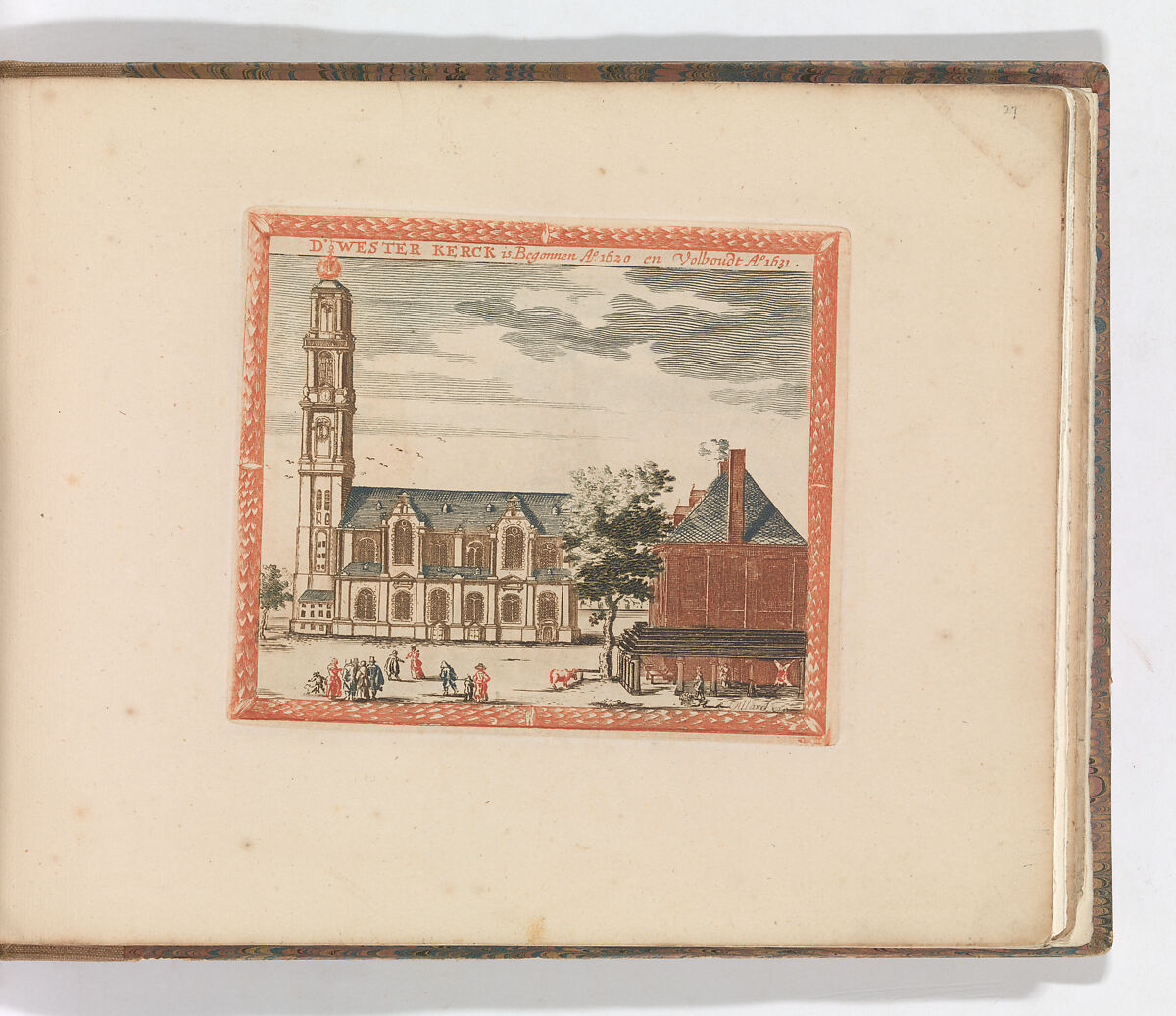 'D' Wester Kerck', in: Tooneel Der Voornaamste Nederlands Huizen, En Lust Hoven, Naar T Leven Afgebeeld, Carel Allard (Dutch, Amsterdam 1648–ca. 1709 Amsterdam), Color engraving (à la poupée) 