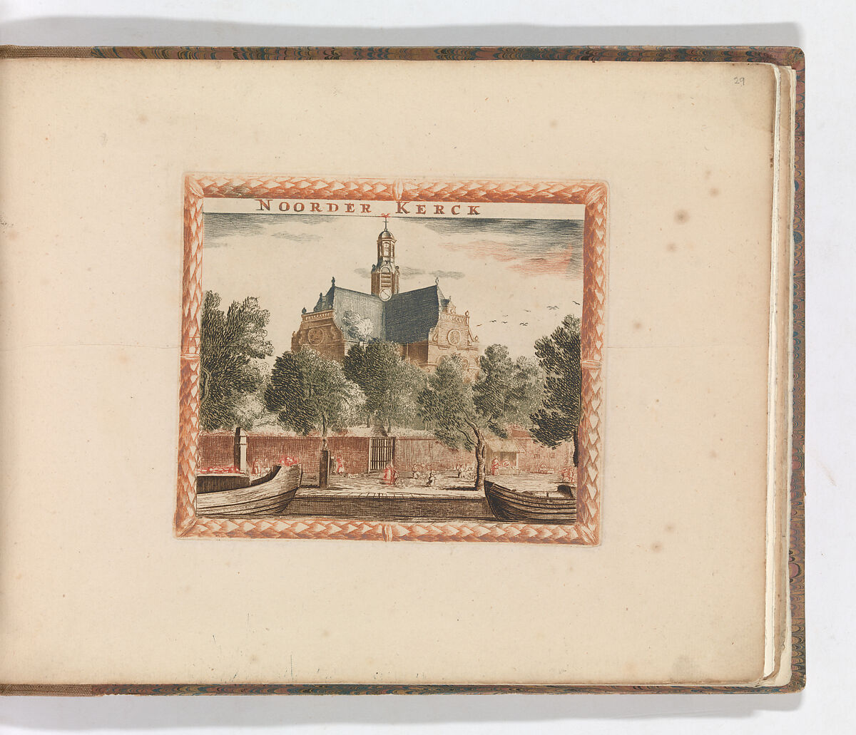 'Noorder Kerck', in: Tooneel Der Voornaamste Nederlands Huizen, En Lust Hoven, Naar T Leven Afgebeeld, Carel Allard (Dutch, Amsterdam 1648–ca. 1709 Amsterdam), Color engraving (à la poupée) 