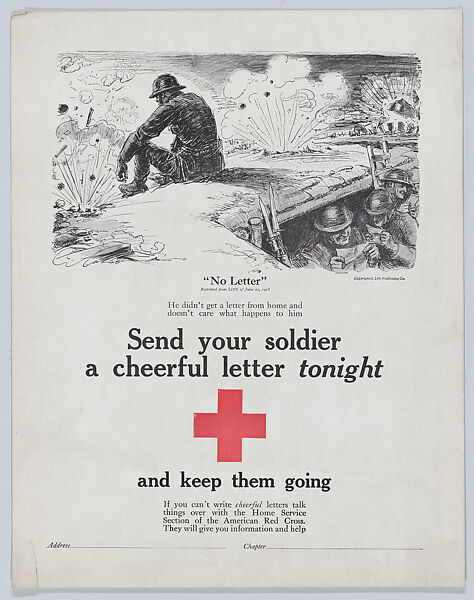 Send your soldier a cheerful letter tonight, American Red Cross (American), Commercial color lithograph 