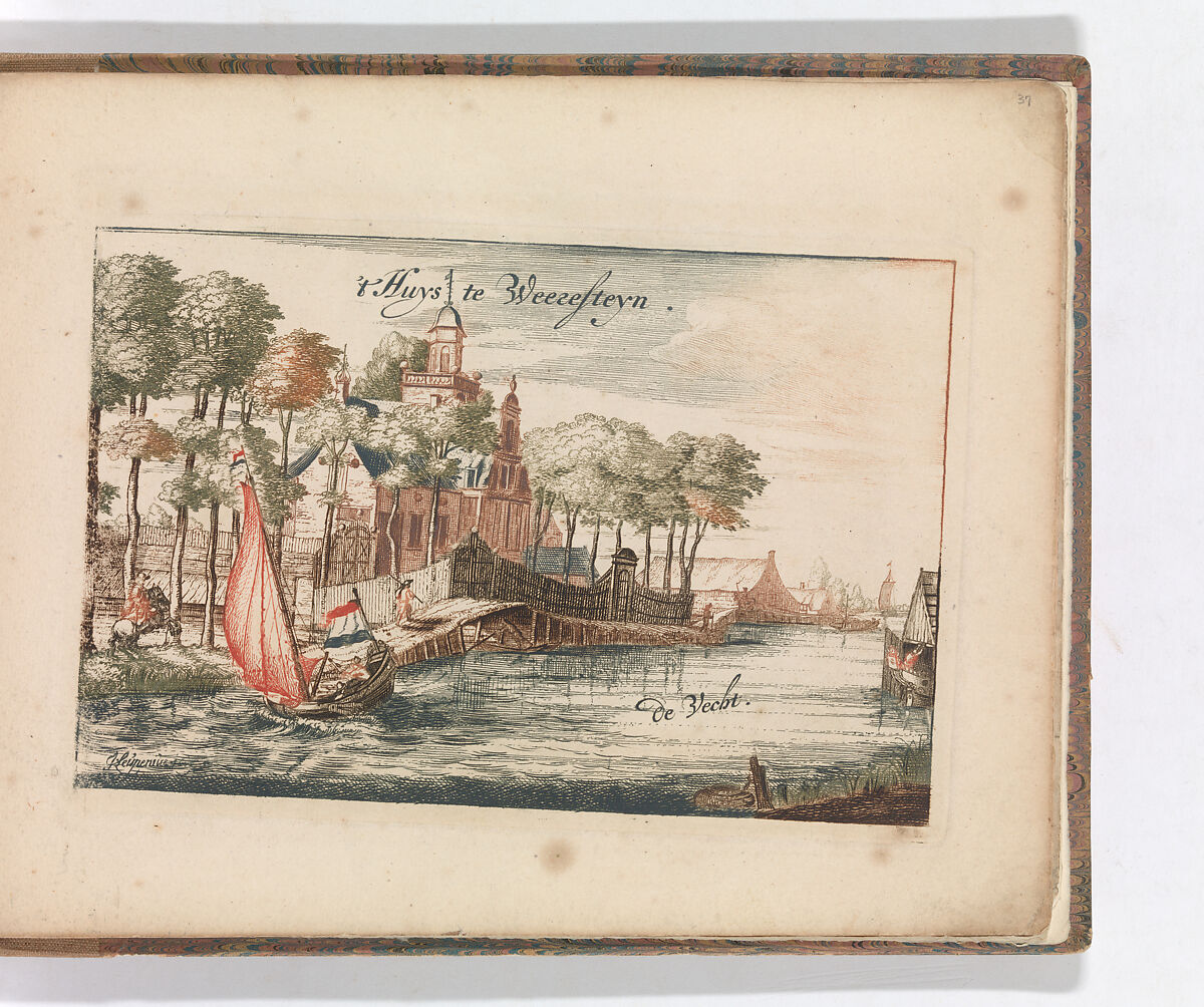 ' 't Huys Weeresteyn by the river Vecht' in: Tooneel Der Voornaamste Nederlands Huizen, En Lust Hoven, Naar T Leven Afgebeeld, Carel Allard (Dutch, Amsterdam 1648–ca. 1709 Amsterdam), Color engraving (à la poupée) 