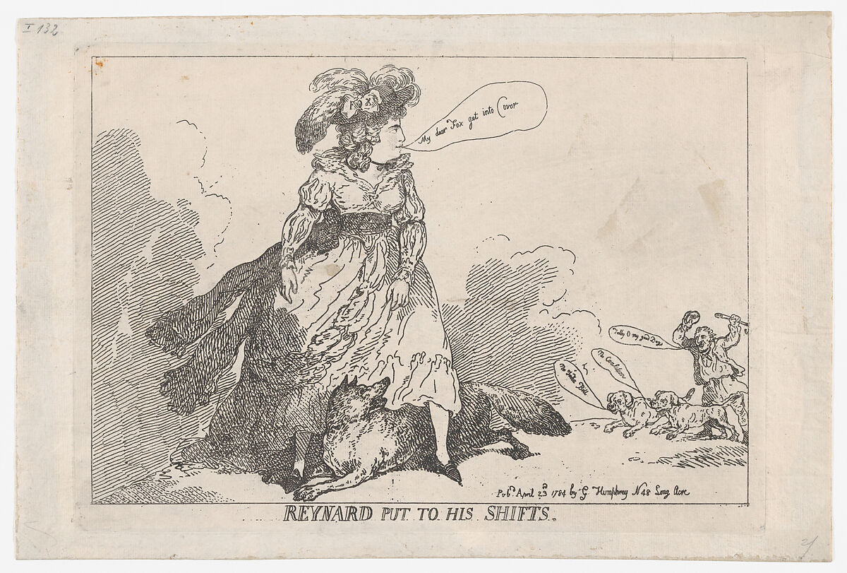 Reynard Put To His Shifts, Thomas Rowlandson (British, London 1757–1827 London), Etching 