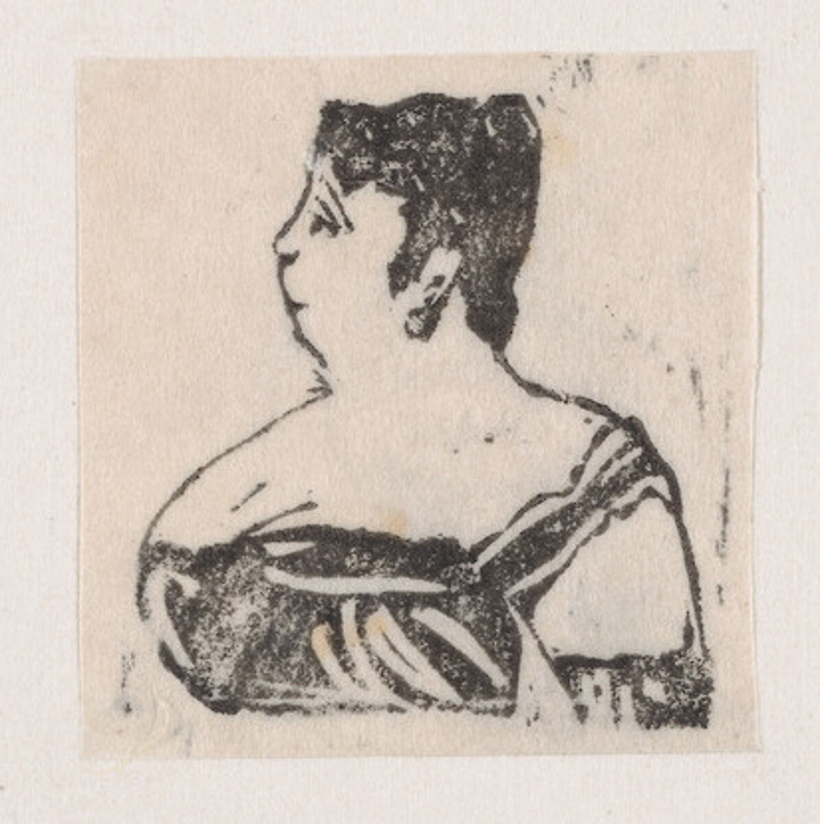 Profile of a woman wearing an evening gown, José Guadalupe Posada (Mexican, Aguascalientes 1852–1913 Mexico City), Woodcut 