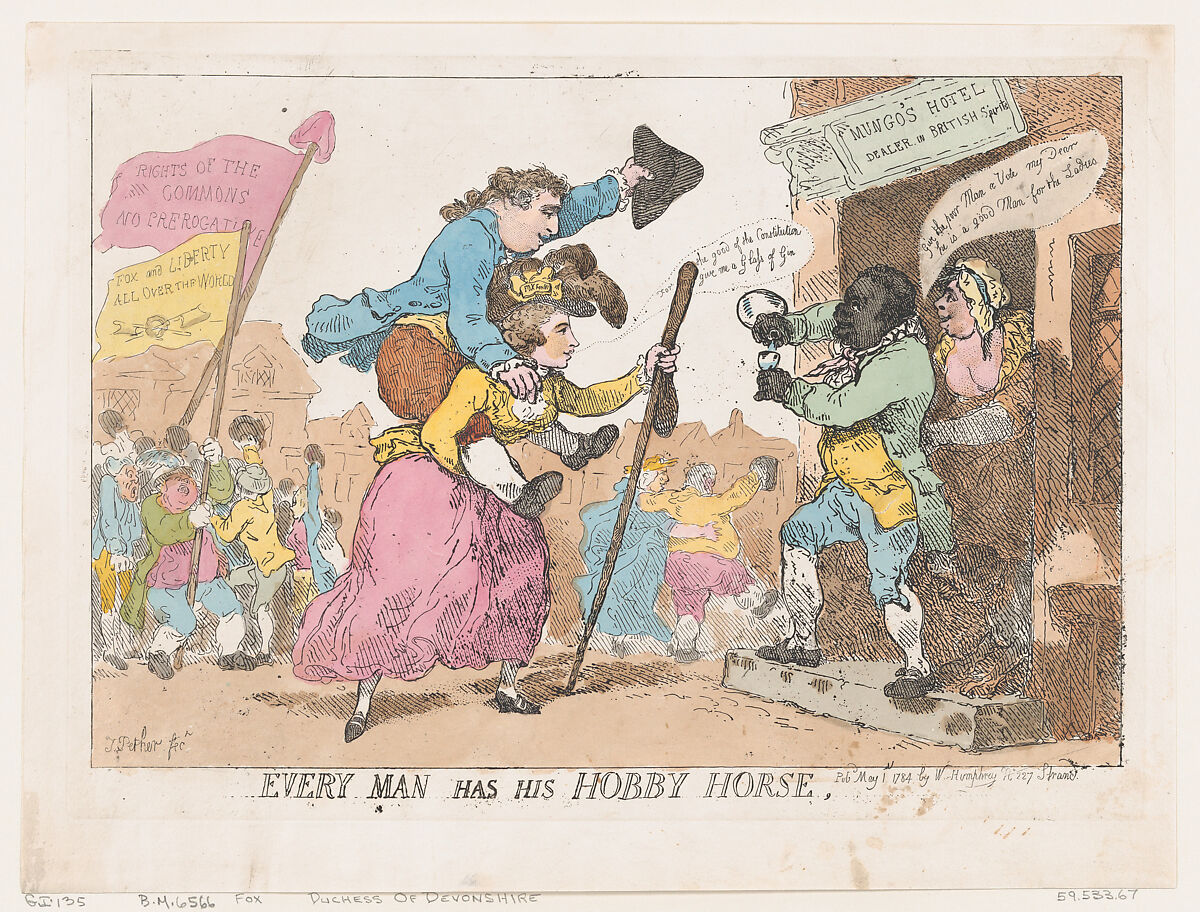 Every Man Has His Hobby Horse, Thomas Rowlandson (British, London 1757–1827 London), Hand-colored etching 