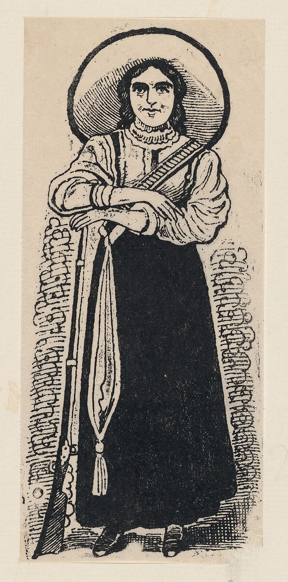 A female soldier standing, José Guadalupe Posada (Mexican, Aguascalientes 1852–1913 Mexico City), Zincograph 