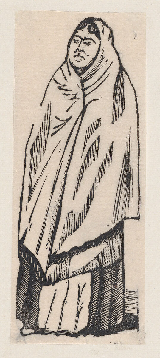 A woman wrapped in a shawl, José Guadalupe Posada (Mexican, Aguascalientes 1852–1913 Mexico City), Woodcut (?) 