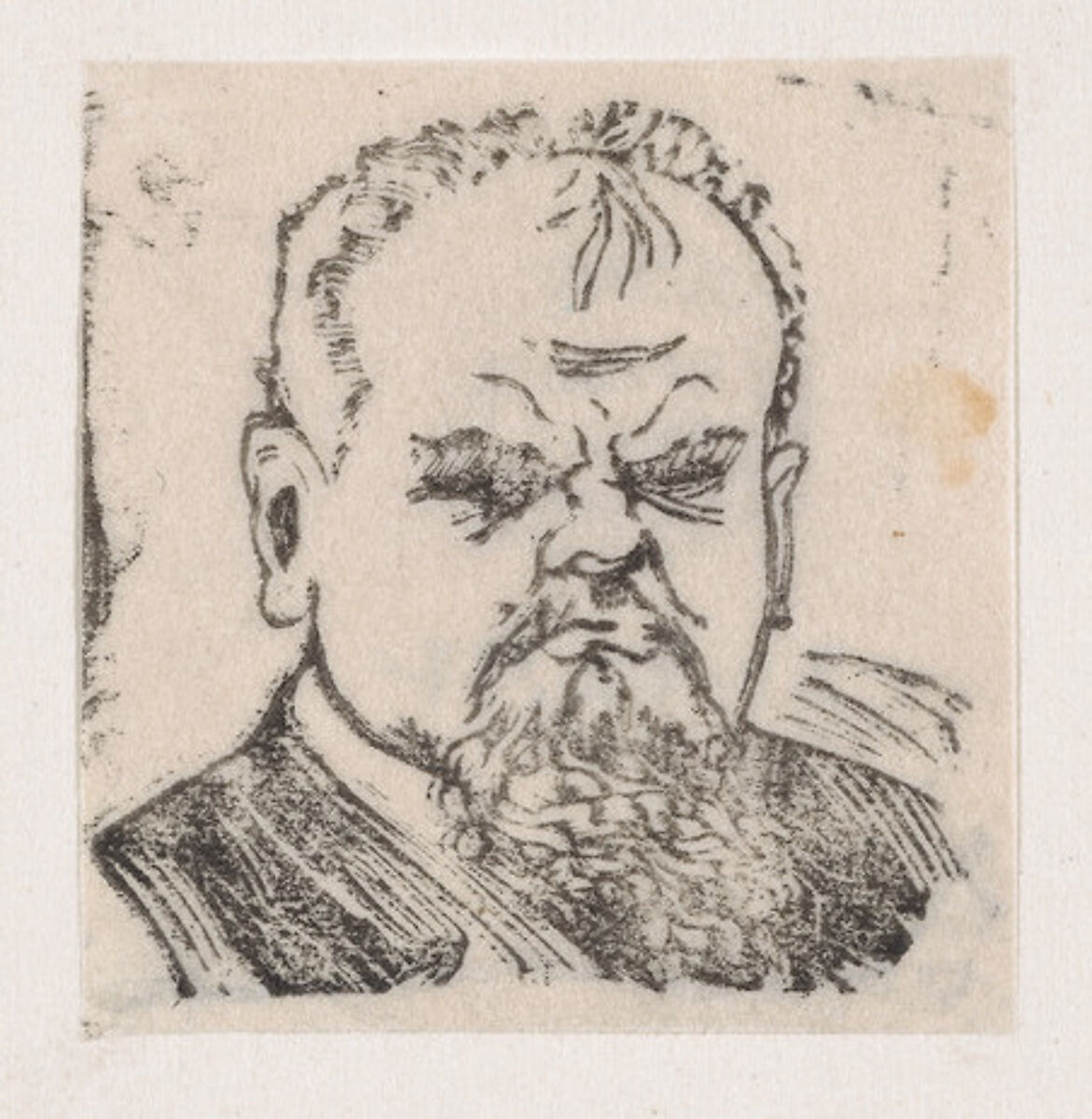 Head of an angry man with a beard, José Guadalupe Posada (Mexican, Aguascalientes 1852–1913 Mexico City), Woodcut 