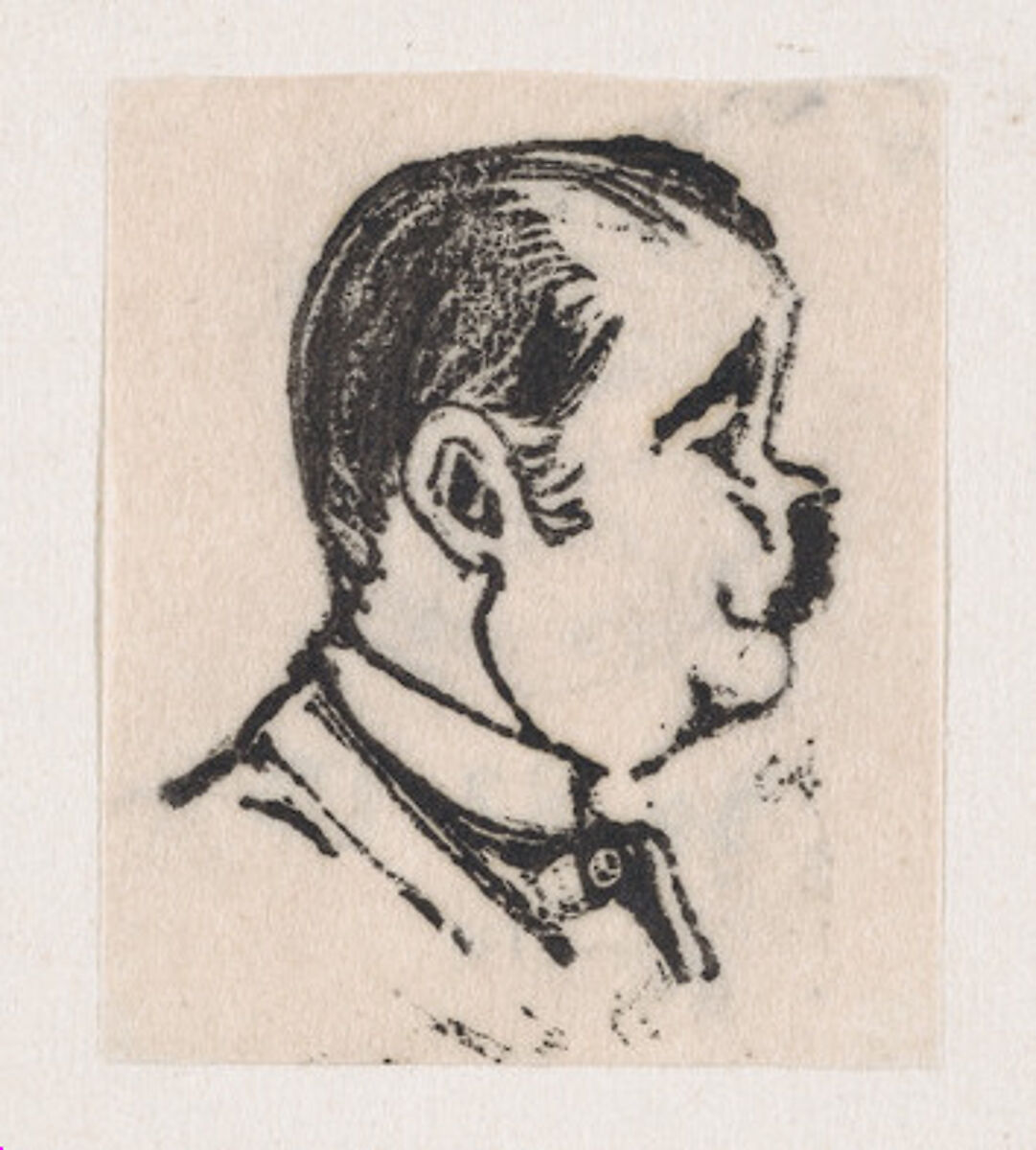 A profile of a man with a dark mustache looking to the right, José Guadalupe Posada (Mexican, Aguascalientes 1852–1913 Mexico City), Woodcut 
