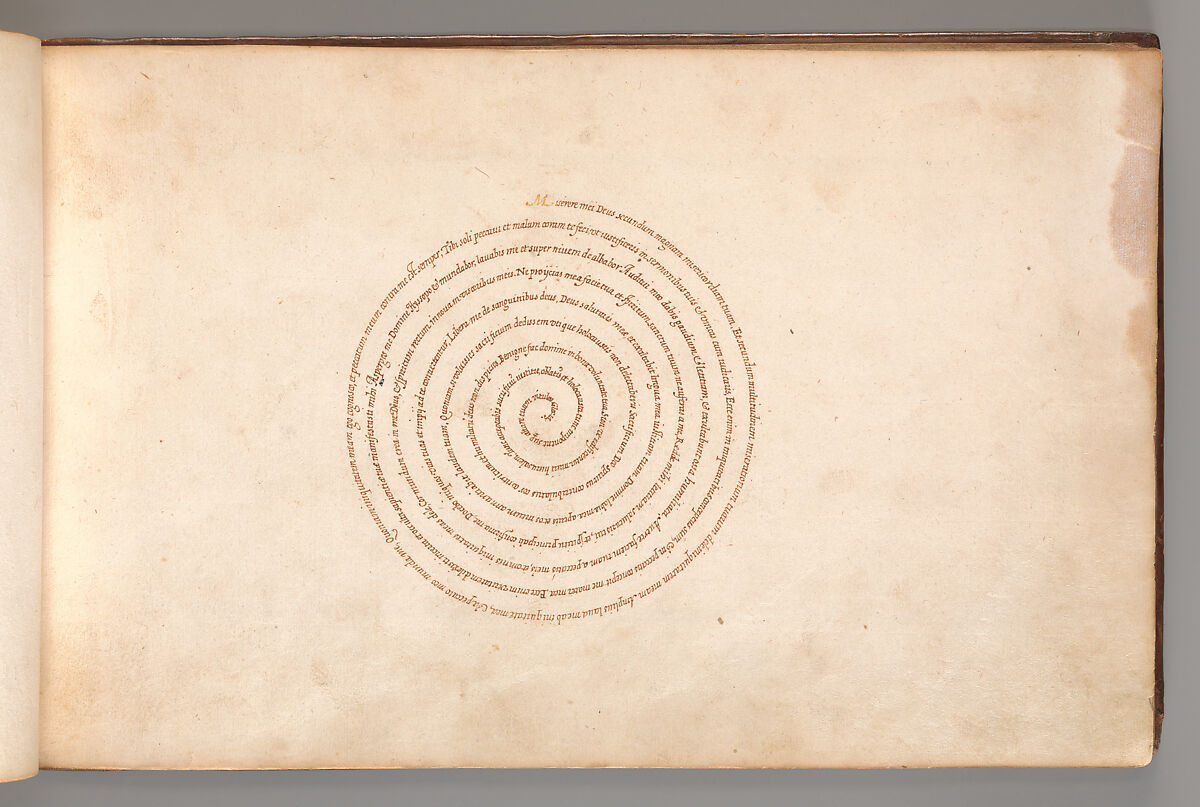 Micrographic Design in the Shape of a Spiral, Anonymous French or Flemish, Pen and black and brown ink. 