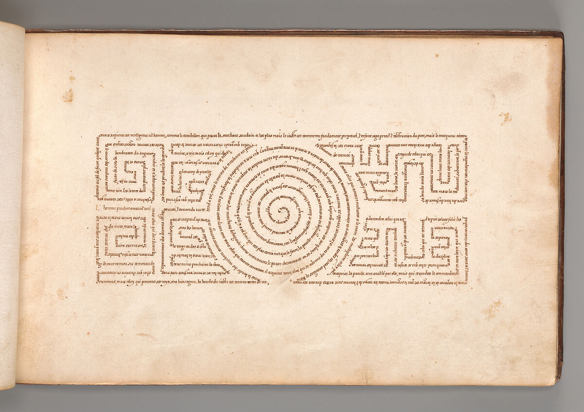 Micrographic Design in the Shape of a Labyrinth, Anonymous French or Flemish, Pen and black and brown ink. 